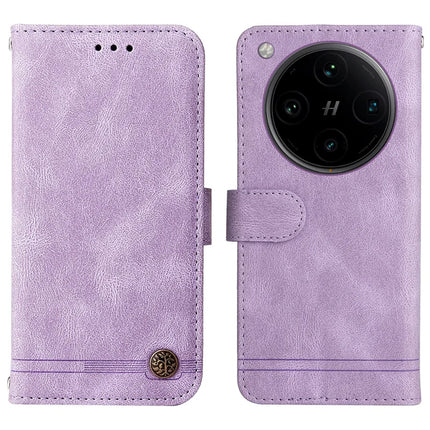 For Oppo Find X8 Pro 5G Wallet Case Skin Touch Leather Phone Cover Tree Pattern Hardware - Purple