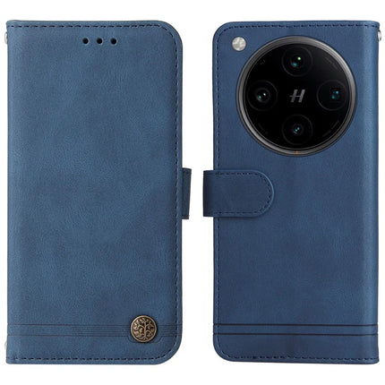 For Oppo Find X8 Pro 5G Wallet Case Skin Touch Leather Phone Cover Tree Pattern Hardware - Blue