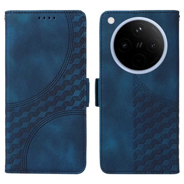For Oppo Find X8 5G Case PU Leather Phone Cover Rhombus Starry Imprinted - Blue