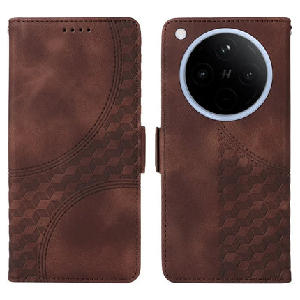 For Oppo Find X8 5G Case PU Leather Phone Cover Rhombus Starry Imprinted - Brown