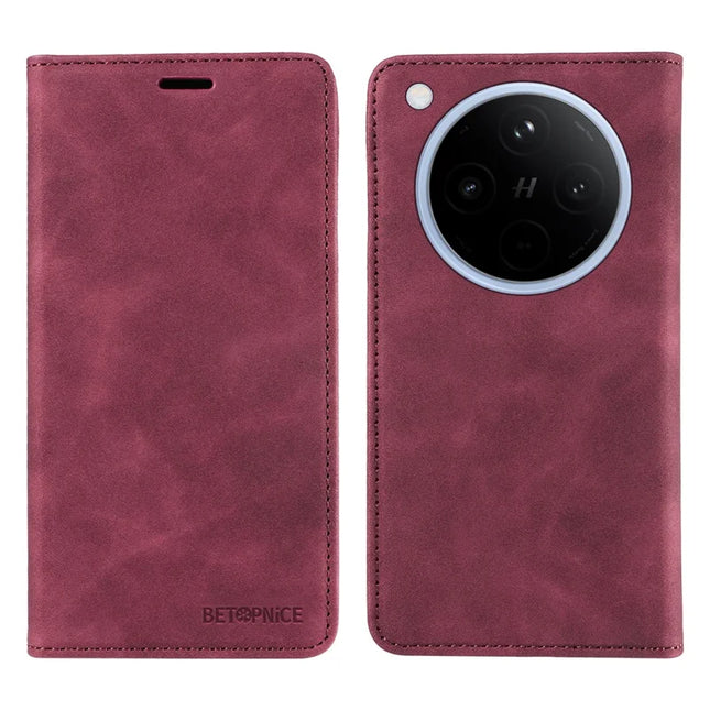 BETOPNICE 003 For Oppo Find X8 5G Wallet Case Leather Phone Cover with Stand - Red