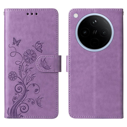 For Oppo Find X8 5G Leather Case Butterfly Floral Imprint Wallet Stand Cover - Purple