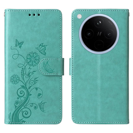 For Oppo Find X8 5G Leather Case Butterfly Floral Imprint Wallet Stand Cover - Green