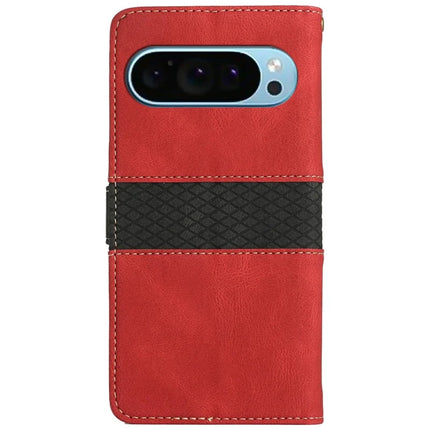 For Google Pixel 9 Pro / Pixel 9 Leather Case Grid Splicing Stand Wallet Phone Cover