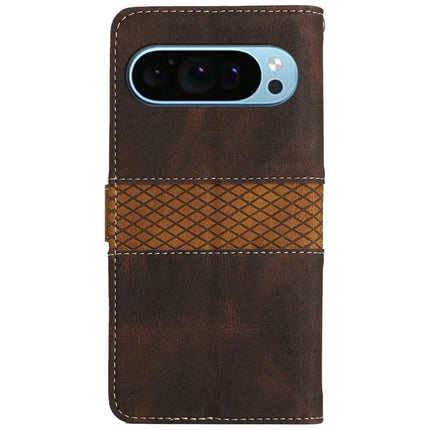 For Google Pixel 9 Pro / Pixel 9 Leather Case Grid Splicing Stand Wallet Phone Cover