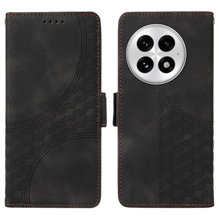 For OnePlus 13 Case PU Leather Phone Cover Rhombus Starry Imprinted - Black