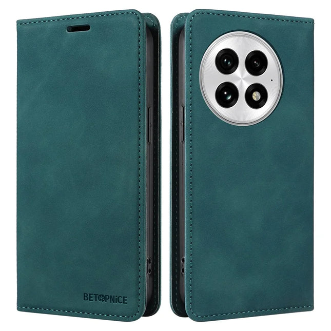 BETOPNICE 003 For OnePlus 13 Wallet Case Leather Phone Cover with Stand - Green