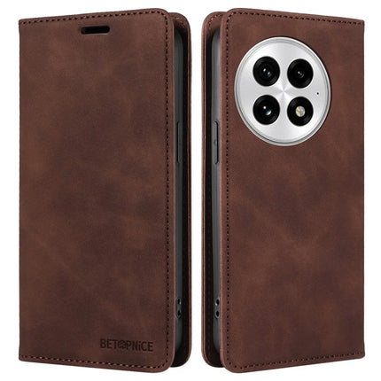 BETOPNICE 003 For OnePlus 13 Wallet Case Leather Phone Cover with Stand - Brown