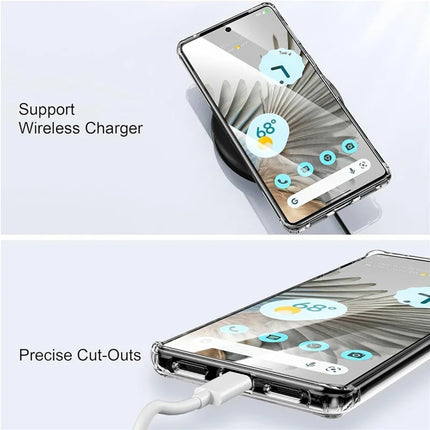 For Google Pixel 7 Pro 5G Magnetic Case Rotary Kickstand TPU PC Clear Phone Back Cover