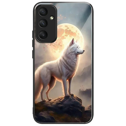 For Samsung Galaxy A16 5G  /  4G Case Pattern Printing Tempered Glass TPU Drop-Proof Phone Cover - White Wolf