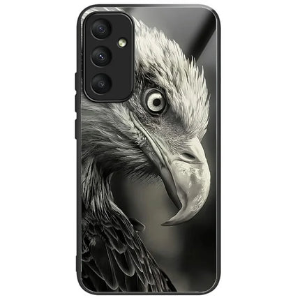 For Samsung Galaxy A16 5G  /  4G Case Pattern Printing Tempered Glass TPU Drop-Proof Phone Cover - Grey Eagle