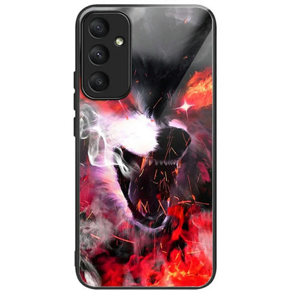 For Samsung Galaxy A16 5G  /  4G Case Pattern Printing Tempered Glass TPU Drop-Proof Phone Cover - Flame Wolf