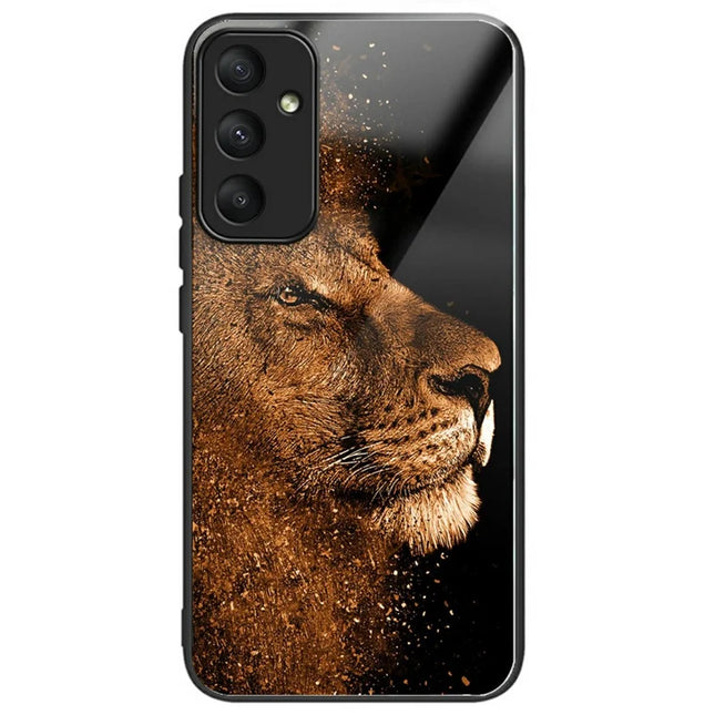 For Samsung Galaxy A26 5G Case Tempered Glass TPU Drop-Proof Pattern Printing Phone Cover - Lion With Profile