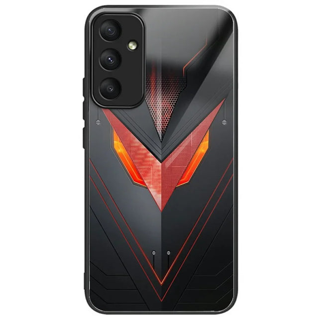 For Samsung Galaxy A26 5G Case Tempered Glass TPU Drop-Proof Pattern Printing Phone Cover - Red Triangle Armor