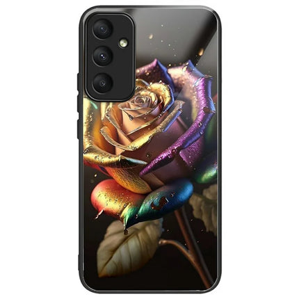 For Samsung Galaxy A26 5G Case Tempered Glass TPU Drop-Proof Pattern Printing Phone Cover - Colorful Rose