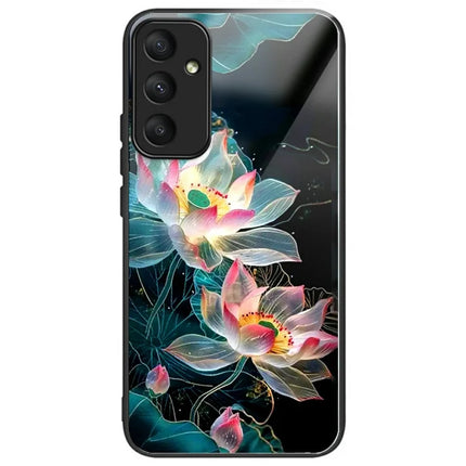For Samsung Galaxy A26 5G Case Tempered Glass TPU Drop-Proof Pattern Printing Phone Cover - Crystal Lotus