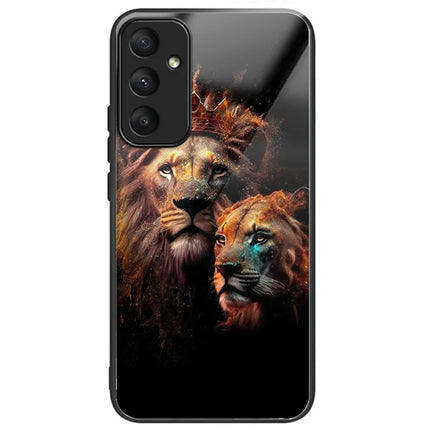 For Samsung Galaxy A26 5G Case Tempered Glass TPU Drop-Proof Pattern Printing Phone Cover - Golden Lion