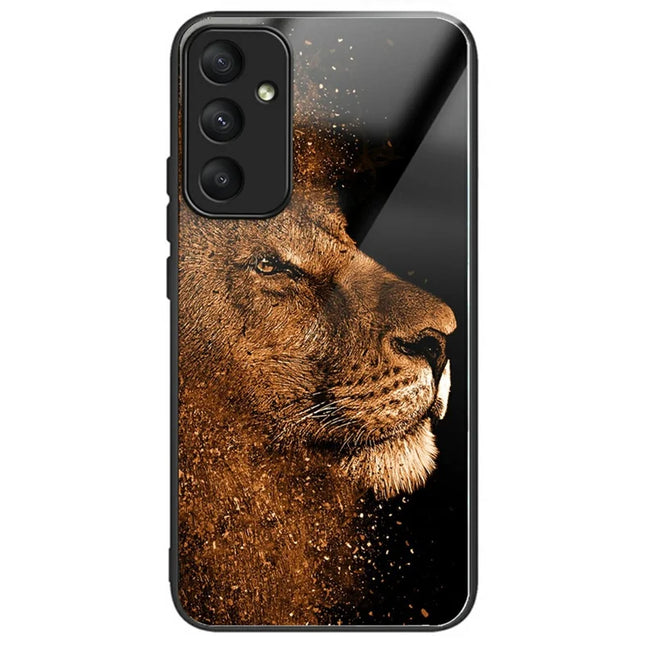 For Samsung Galaxy A36 5G Case Tempered Glass TPU Drop-Proof Pattern Printing Phone Cover - Lion With Profile