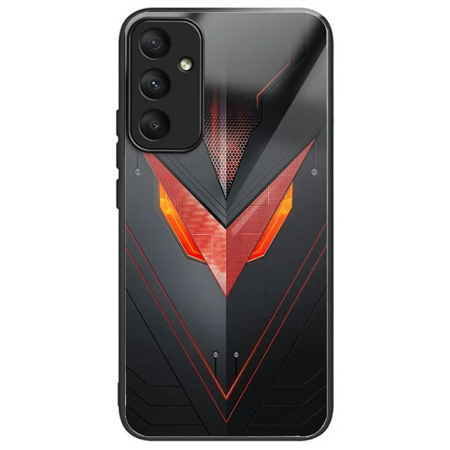 For Samsung Galaxy A36 5G Case Tempered Glass TPU Drop-Proof Pattern Printing Phone Cover - Red Triangle Armor