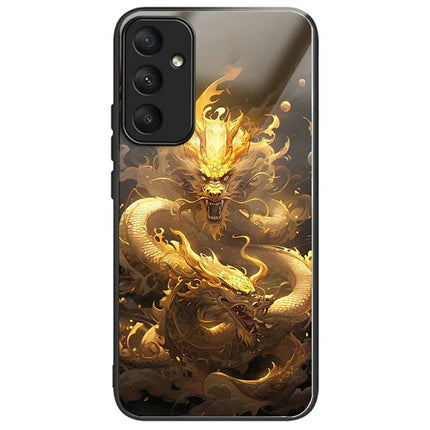For Samsung Galaxy A36 5G Case Tempered Glass TPU Drop-Proof Pattern Printing Phone Cover - Golden Dragon