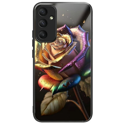 For Samsung Galaxy A36 5G Case Tempered Glass TPU Drop-Proof Pattern Printing Phone Cover - Colorful Rose