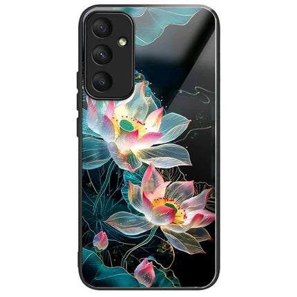 For Samsung Galaxy A36 5G Case Tempered Glass TPU Drop-Proof Pattern Printing Phone Cover - Crystal Lotus