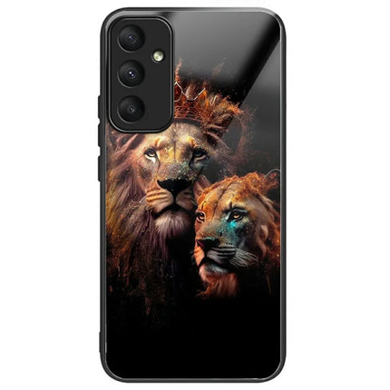 For Samsung Galaxy A36 5G Case Tempered Glass TPU Drop-Proof Pattern Printing Phone Cover - Golden Lion
