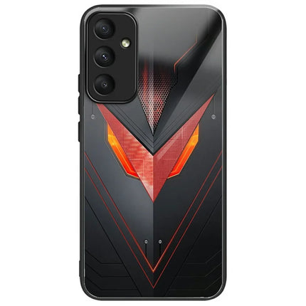 For Samsung Galaxy A56 5G Case Tempered Glass TPU Drop-Proof Pattern Printing Phone Cover - Red Triangle Armor