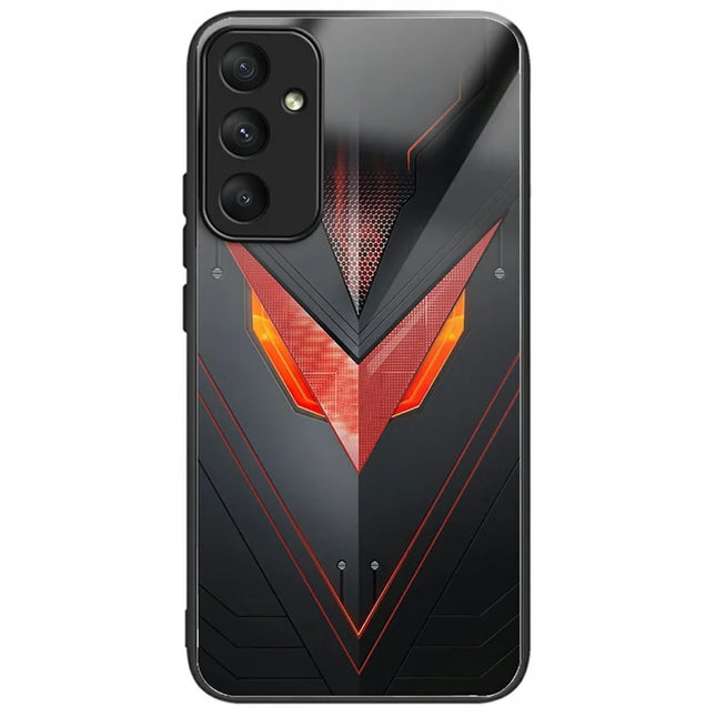 For Samsung Galaxy A56 5G Case Tempered Glass TPU Drop-Proof Pattern Printing Phone Cover - Red Triangle Armor