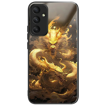 For Samsung Galaxy A56 5G Case Tempered Glass TPU Drop-Proof Pattern Printing Phone Cover - Golden Dragon