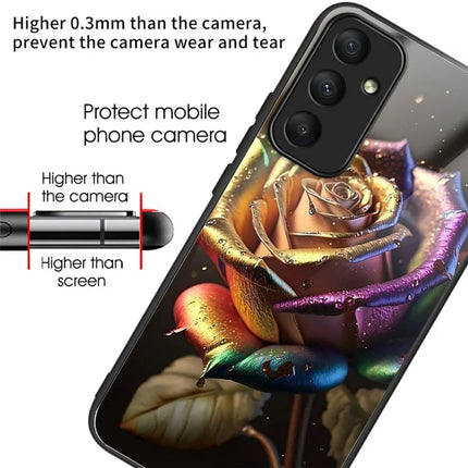 For Samsung Galaxy A56 5G Case Tempered Glass TPU Drop-Proof Pattern Printing Phone Cover