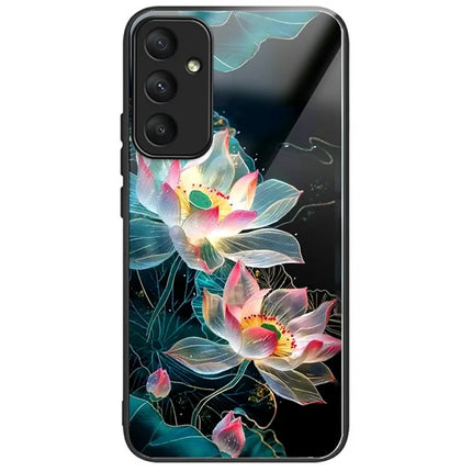 For Samsung Galaxy A56 5G Case Tempered Glass TPU Drop-Proof Pattern Printing Phone Cover - Crystal Lotus
