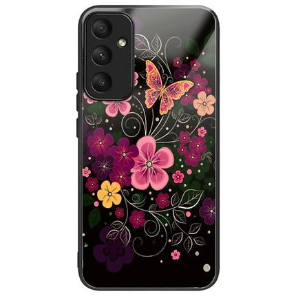 For Samsung Galaxy A26 5G Case Tempered Glass TPU Drop-Proof Phone Cover Pattern Printing - Flower and Butterfly
