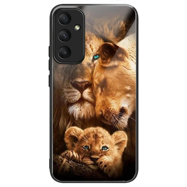 For Samsung Galaxy A26 5G Case Pattern Printing Tempered Glass TPU Drop-Proof Phone Cover - Lion Family
