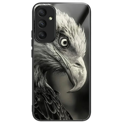 For Samsung Galaxy A26 5G Case Pattern Printing Tempered Glass TPU Drop-Proof Phone Cover - Gray Eagle