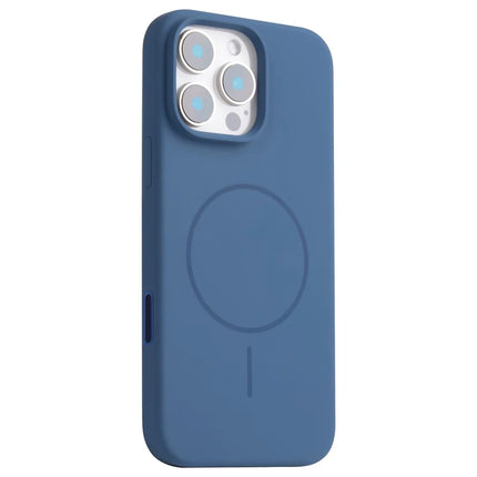 For iPhone 16 Pro Max Case Compatible with MagSafe Liquid Silicone Phone Back Cover with Camera Button - Dark Blue