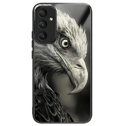 For Samsung Galaxy A36 5G Case Pattern Printing Tempered Glass TPU Drop-Proof Phone Cover - Gray Eagle