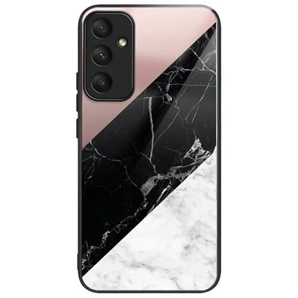 For Samsung Galaxy A56 5G Case Tempered Glass TPU Drop-Proof Phone Cover Pattern Printing - Three-Color Marble Texture