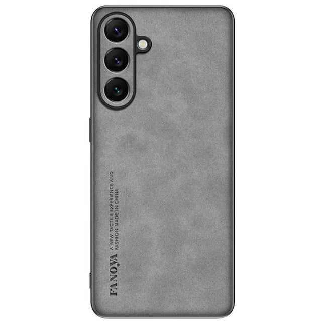 For Samsung Galaxy A16 5G  /  4G Case Suede Leather Texture TPU + PU Phone Back Cover - Grey