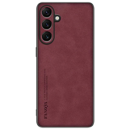 For Samsung Galaxy A16 5G  /  4G Case Suede Leather Texture TPU + PU Phone Back Cover - Wine Red