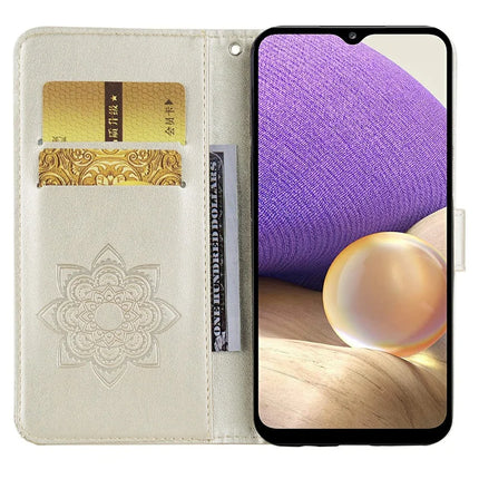 For Samsung Galaxy A36 5G Case Owl Flower Imprinted Leather Cover Wallet with Strap