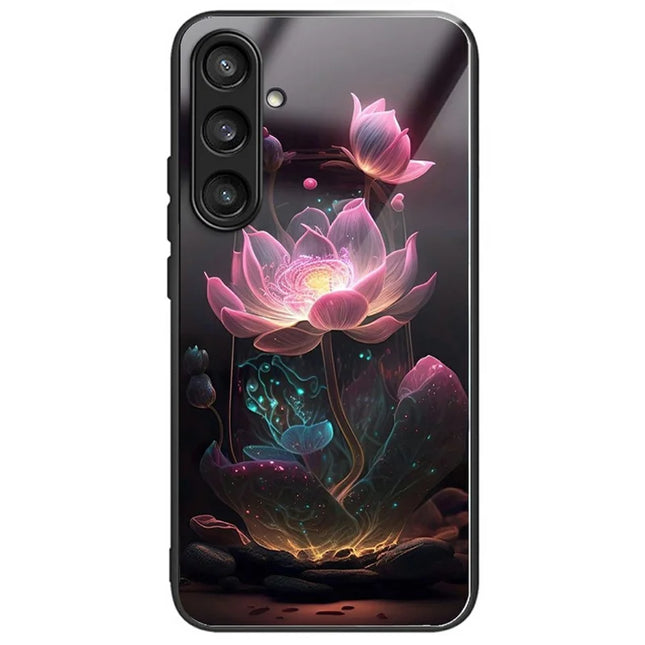 For Samsung Galaxy A26 5G Case Tempered Glass Back Cover with Pattern Printing - Lotus