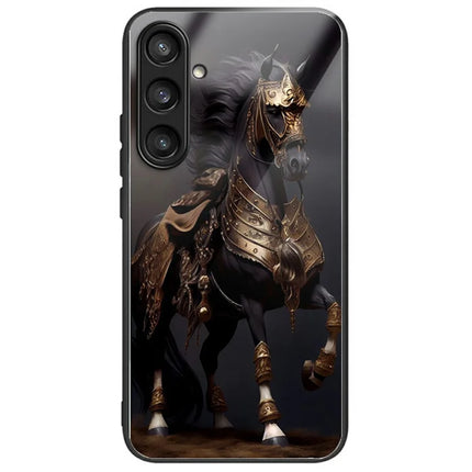 For Samsung Galaxy A26 5G Case Tempered Glass Back Cover with Pattern Printing - Gold Horse
