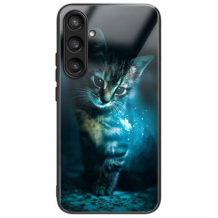 For Samsung Galaxy A26 5G Case Tempered Glass Back Cover with Pattern Printing - Cat