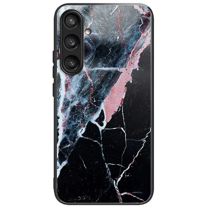 For Samsung Galaxy A26 5G Case Tempered Glass Back Cover with Pattern Printing - Black White Marble