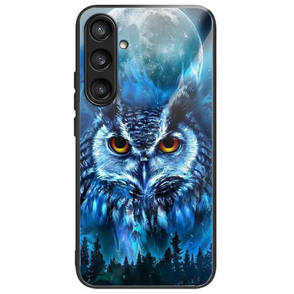 For Samsung Galaxy A26 5G Case Tempered Glass Back Cover with Pattern Printing - Owl Moon
