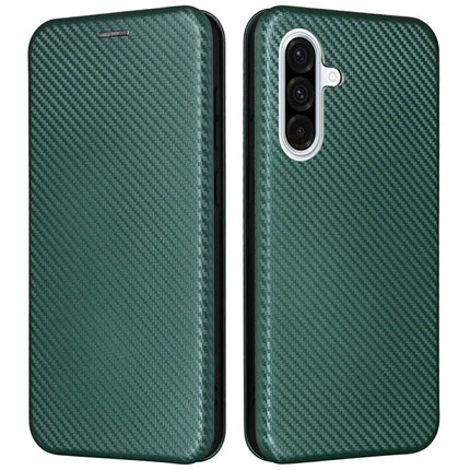 For Samsung Galaxy A26 5G Case Carbon Fiber Texture Drop-Proof PU Leather Phone Cover - Green
