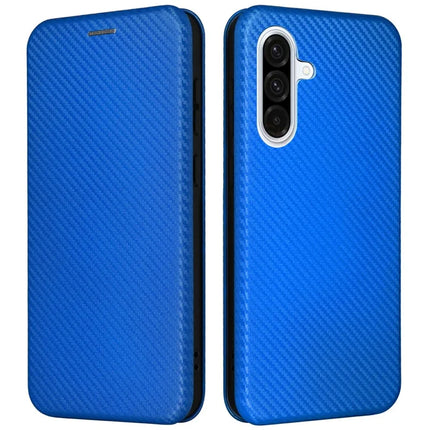 For Samsung Galaxy A26 5G Case Carbon Fiber Texture Drop-Proof PU Leather Phone Cover - Blue