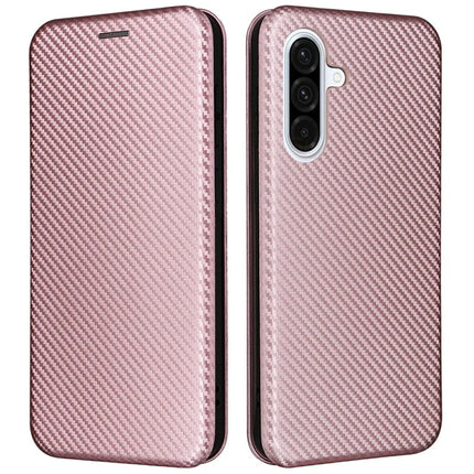 For Samsung Galaxy A26 5G Case Carbon Fiber Texture Drop-Proof PU Leather Phone Cover - Rose Gold