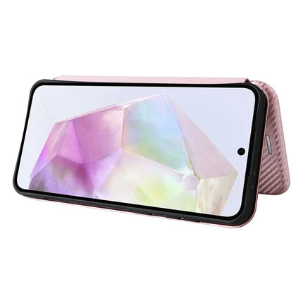 For Samsung Galaxy A26 5G Case Carbon Fiber Texture Drop-Proof PU Leather Phone Cover